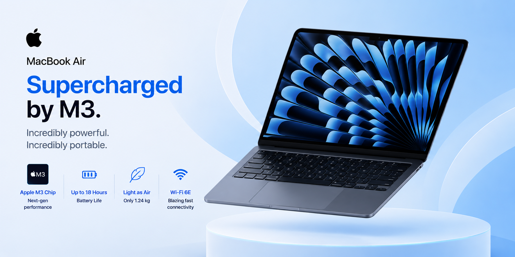Apple MacBook Air M3 promotional banner